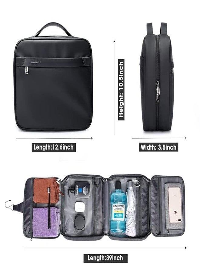 Red Lemon BANGE Men & Women The Hanging Toiletry Bag | 3 Split Black Travel Pouch Accessories Grooming Organizer Kit with Hook (Grey) - Image 5